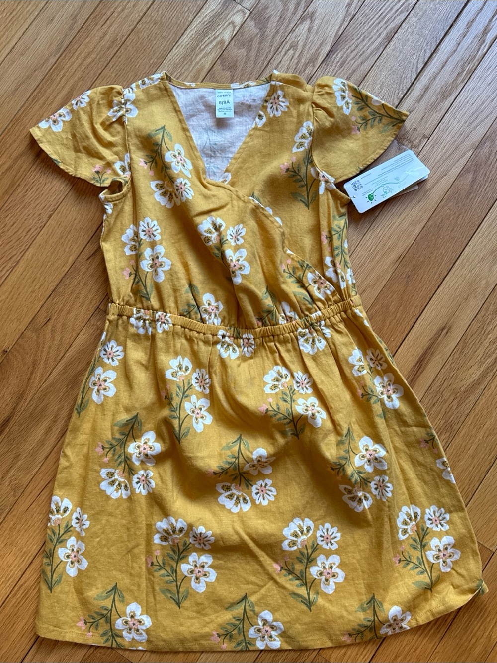 Carter's Mustard Yellow Floral Wrap-Front Dress